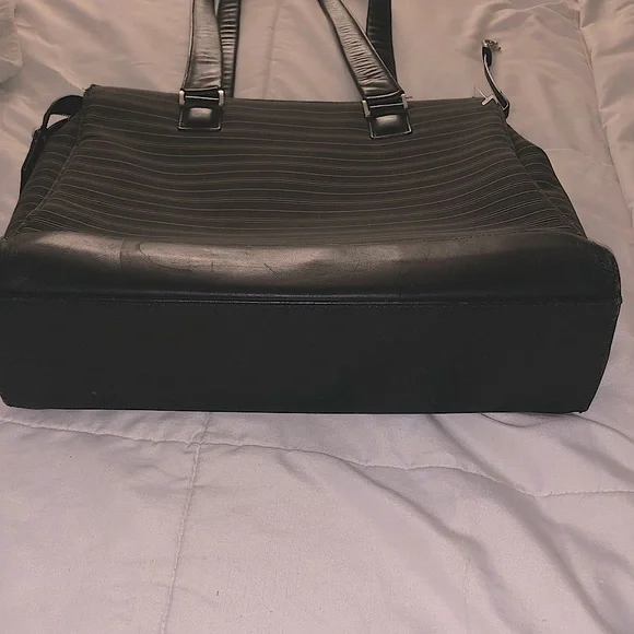 Tumi vintage striped nylon and leather shoulder tote bag - Picture 5 of 7